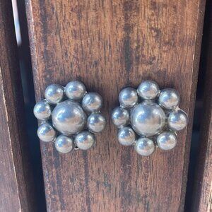 Mid Century William Spratling Style Taxco Mexico Sterling Satellite Clip Earring